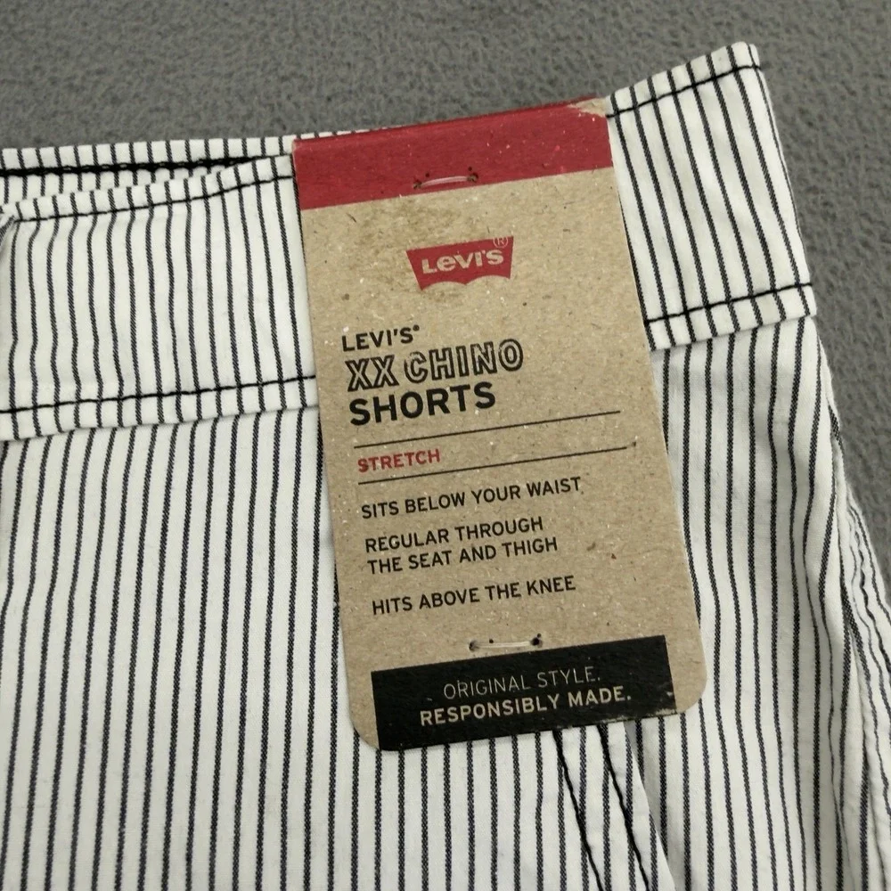 Levis XX Standard Fit Chino Shorts Mens 36 Camus Stripe Ivory Mineral Black
